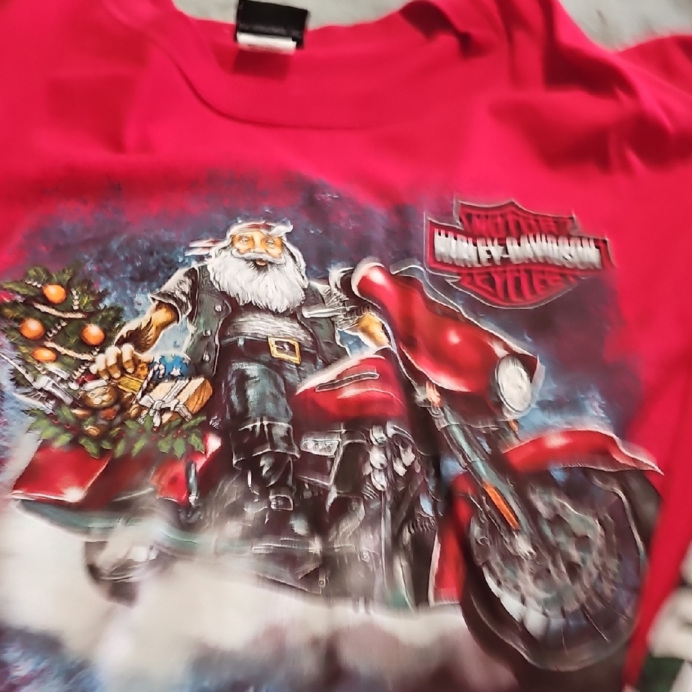 Harley-Davidson Red Santa Motorcycle Long Sleeve Tee Size 2XLT